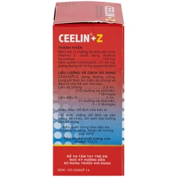 Siro Ceelin + Z United phòng ngừa và điều trị thiếu vitamin C hoặc thiếu kẽm (60ml)