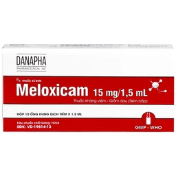 Dung dịch tiêm Meloxicam 15mg/1.5ml Danapha điều trị đau viêm xương khớp (10 ống)