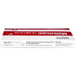 Dung dịch tiêm Meloxicam 15mg/1.5ml Danapha điều trị đau viêm xương khớp (10 ống)