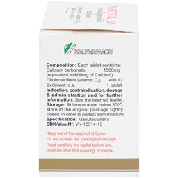 Viên nén Natecal D3 Italfarmaco điều trị và phục hồi thiếu vitamin D (60 viên)