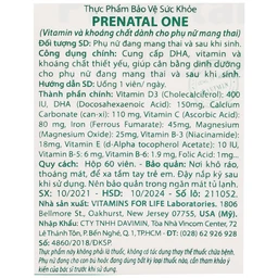 Viên uống bổ sung vitamin và khoáng chất cho phụ nữ mang thai và sau sinh Prenatal One Vitamins For Life (60 viên)