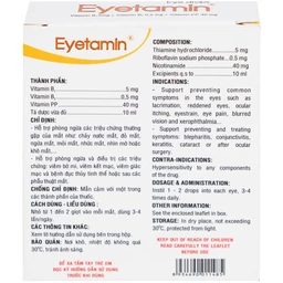 Dung dịch nhỏ mắt Eyetamin 10ml Bidiphar hỗ trợ phòng ngừa các triệu chứng chảy nước mắt, đỏ mắt 