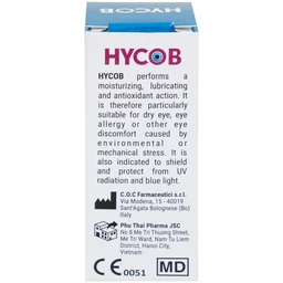 Nhỏ mắt Hycob 10ml giúp bôi trơn, tạo độ ẩm, giảm khô và mỏi mắt
