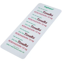 Thuốc DW-TRA TimaRo Rosuvastatin 10mg Traphaco điều trị rối loạn lipid máu ở người lớn và trẻ em (3 vỉ x 10 viên)