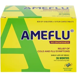 Thuốc Ameflu Không Gây Buồn Ngủ OPV điều trị các triệu chứng cảm lạnh và cảm cúm (10 vỉ x 10 viên)