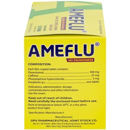 Thuốc Ameflu Không Gây Buồn Ngủ OPV điều trị các triệu chứng cảm lạnh và cảm cúm (10 vỉ x 10 viên)