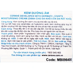 Kem dưỡng ẩm cho da khô CeraVe Moisturising Cream (50ml)