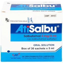 Dung dịch uống Atisalbu 5ml An Thiên điều trị co thắt phế quản do hen, viêm phế quản mãn tính (30 gói)