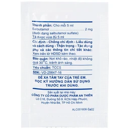 Dung dịch uống Atisalbu 5ml An Thiên điều trị co thắt phế quản do hen, viêm phế quản mãn tính (30 gói)