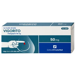 Thuốc Vigorito Davipharm kiểm soát đường huyết ở bệnh đái tháo đường típ 2 (3 vỉ x 10 viên) 