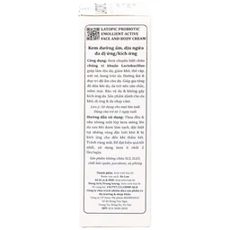 Kem bôi dưỡng ẩm, dịu da Latopic Probiotic Emollient Active Face And Body cream 75ml