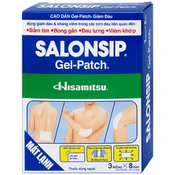 Cao dán Salonsip Gel - Patch Hisamitsu giảm đau, kháng viêm do mỏi cơ, đau cơ (8 gói x 3 miếng)