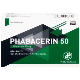 Thuốc uống Phabacerin 50 Pharbaco điều trị thoái hóa khớp (3 vỉ x 10 viên)