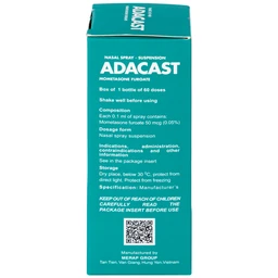 Thuốc xịt mũi Adacast Meraplion điều trị viêm mũi dị ứng, sung huyết và mất mùi, viêm mũi xoang (60 liều)