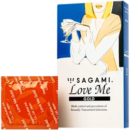 Bao cao su Sagami Love Me Gold siêu mỏng, trơn, không màu không mùi (10 cái)