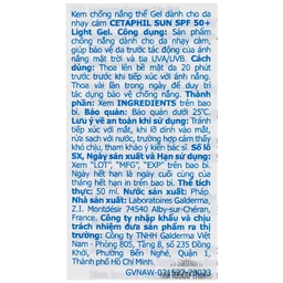 Kem chống nắng Cetaphil Sun Spf 50+ bảo vệ da trước tác động của ánh nắng mặt trời (50ml)
