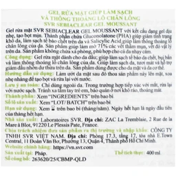 Gel rửa mặt SVR Sebiaclear Moussant làm sạch và giảm dầu cho da dầu (400ml)