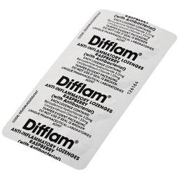 Viên ngậm kháng viêm Difflam vị quả mâm xôi Unique Pharma hỗ trợ điều trị viêm amidan, đau họng (1 vỉ x 8 viên)