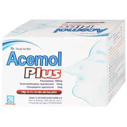 Thuốc Acemol Plus Nadyphar điều trị các triệu chứng của cảm cúm và cảm lạnh cho người lớn và trẻ em trên 12 tuổi (10 vỉ x 10 viên) 2