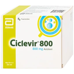 Thuốc Ciclevir 800 Abbott điều trị nhiễm virus Herpes simplex tuýp 1 và 2 (10 vỉ x 5 viên)