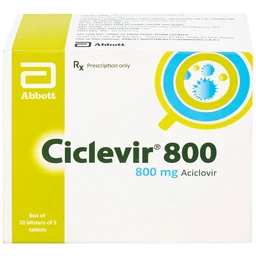 Thuốc Ciclevir 800 Abbott điều trị nhiễm virus Herpes simplex tuýp 1 và 2 (10 vỉ x 5 viên)