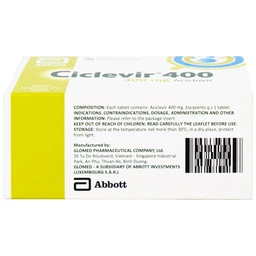 Thuốc Ciclevir 400mg Abbott điều trị nhiễm virus Herpes simplex tuýp 1 và 2 (10 vỉ x 5 viên) 5
