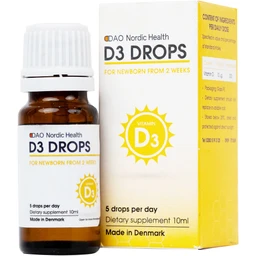 Dung dịch hỗ trợ phát triển xương, răng cho trẻ D3 Drops DAO Nordic Health (10ml)