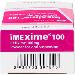 Hỗn dịch uống Imexime 100 Imexpharm điều trị nhiễm khuẩn đường tiết niệu, viêm thận - bể thận (12 gói x 2g)