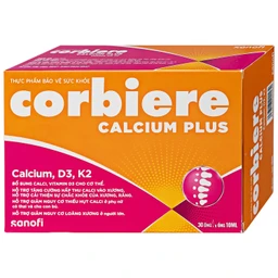 Thực phẩm bảo vệ sức khỏe Corbiere Calcium Plus Sanofi giúp bổ sung calci, vitamin D3 (3 vỉ x 10 ống)
