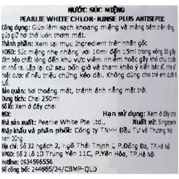 Nước Súc Miệng Pearlie White Chlor-Rinse Plus (250ml)