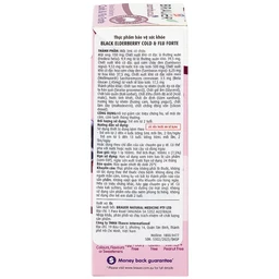 Siro hỗ trợ giảm các triệu chứng ho sổ mũi do cảm Black ElderBerry Cold And Flu Forte (100ml)