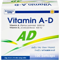 Thuốc Vitamin A-D Hdpharma dùng dự phòng và điều trị các triệu chứng do thiếu vitamin A - D (10 vỉ x 10 viên)
