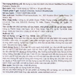 Bộ rửa mũi trẻ em Neilmed Pediatric Starter kit (1 bình + 30 gói) dùng cho trẻ từ 4 đến 10 tuổi