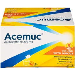 Thuốc cốm Acemuc Kids 200mg Sanofi long đàm, tiêu nhầy, giảm ho (30 gói x 1g)