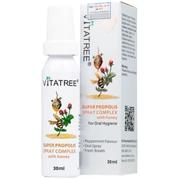 Chai xịt họng hỗ trợ giảm đau rát cổ do viêm họng Vitatree Super Propolis Spray Complex With Honey (30ml)