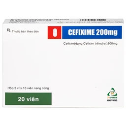 Thuốc Cefixime 200mg Tv.Pharma điều trị các bệnh nhiễm khuẩn đường niệu, viêm thận (2 vỉ x 10 viên)