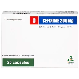 Thuốc Cefixime 200mg Tv.Pharma điều trị các bệnh nhiễm khuẩn đường niệu, viêm thận (2 vỉ x 10 viên)