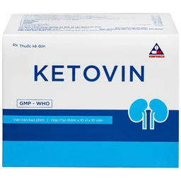 Thuốc Ketovin Vinphaco phòng ngừa và điều trị rối loạn chuyển hóa protein trong suy thận mạn (10 vỉ x 10 viên)