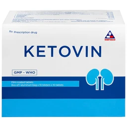Thuốc Ketovin Vinphaco phòng ngừa và điều trị rối loạn chuyển hóa protein trong suy thận mạn (10 vỉ x 10 viên)