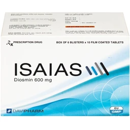Thuốc Isaias 600mg Davipharm điều trị triệu chứng suy tuần hoàn tĩnh mạch mạn tính (6 vỉ x 10 viên)