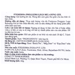 Gel dưỡng ẩm, ngừa giãn tĩnh mạch chân dành cho bà bầu Fixderma Preggers Leg Relaxing Gel 60g
