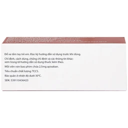 Thuốc Eliquis 2.5mg Pfizer giúp phòng ngừa biến cố thuyên tắc huyết khối tĩnh mạch (2 vỉ x 10 viên)