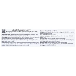 Viên đặt phụ khoa Papil-Off (2 vỉ x 5 viên) phòng ngừa và hỗ trợ điều trị tổn thương do virus HPV