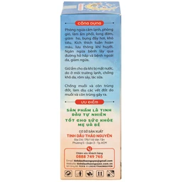 Tinh dầu cho bé sơ sinh Thảo Nguyên giúp phòng ngừa cảm lạnh, phòng gió, làm ấm phổi (50ml)