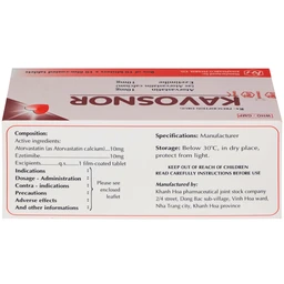 Thuốc Kavosnor điều trị tăng cholesterol toàn phần (10 vỉ 10 viên)