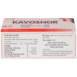 Thuốc Kavosnor điều trị tăng cholesterol toàn phần (10 vỉ 10 viên)