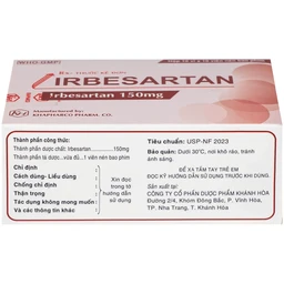 Thuốc Irbesartan 150mg điều trị tăng huyết áp, bệnh thận do tiểu đường (10 vỉ 10 viên)