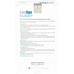 Bào tử lợi khuẩn giúp giảm rối loạn tiêu hóa, cân bằng hệ vi sinh đường ruột LiveSpo Clausy (25 ống x 5ml)