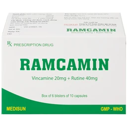Thuốc Ramcamin Medisun hỗ trợ điều trị tuần hoàn não, suy giảm trí nhớ (6 vỉ x 10 viên)
