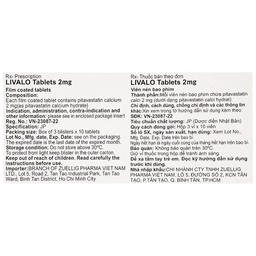 Thuốc Livalo 2mg Kowa điều trị tăng lipid máu nguyên (3 vỉ x 10 viên)